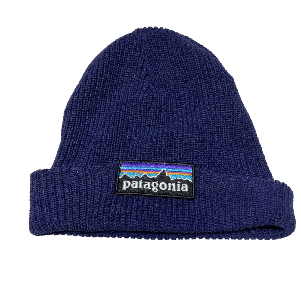Patagonia Kids' Logo Beanie Navy Blue Classic P-6 Patch One Size‎